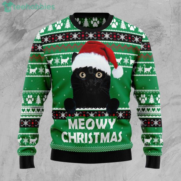 Meowy Black Cat Meowy Christmas Ugly Christmas Sweater Product Photo 1