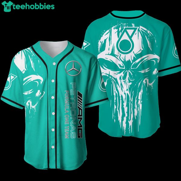 Mercedes-Amg Petronas Formula One Team Men's Round Collar Mint Jersey Baseball Shirt Product Photo 1