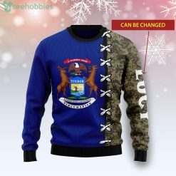 Michigan Camo Style Custom Name Cute Ugly Christmas Sweater Product Photo 2