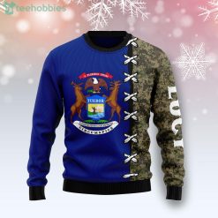 Michigan Camo Style Custom Name Cute Ugly Christmas Sweater Product Photo 1