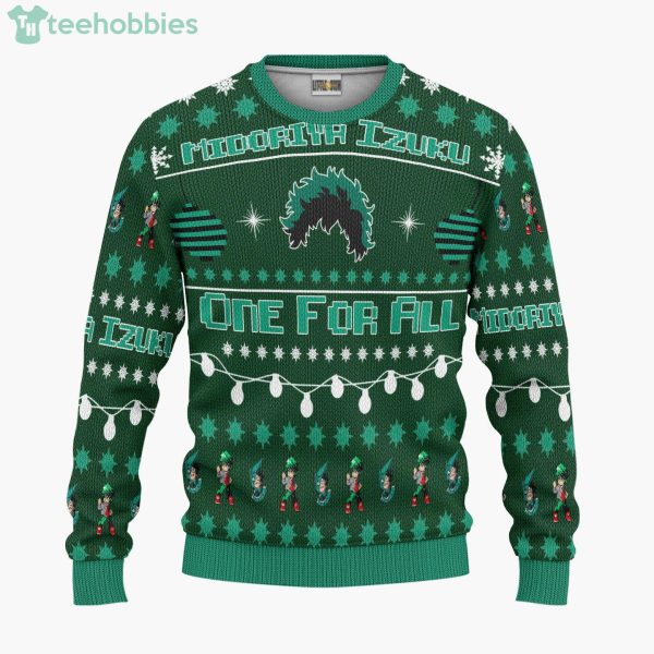 Midoriya Izuku Custom My Hero Academia Anime Fans Ugly Christmas Sweater Hoodie Product Photo 1