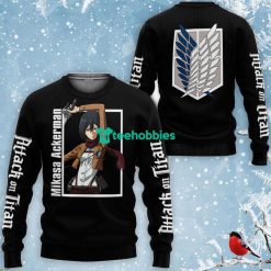 Mikasa Ackerman Black All Over Printed 3D Shirt Attack On Titan Anime Fans Product Photo 2