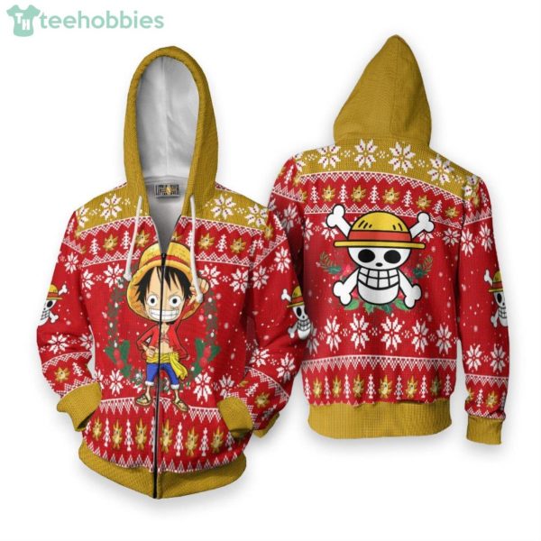 Monkey D. Luffy One Piece Custom Anime Fans Ugly Christmas Sweater Hoodie Product Photo 2