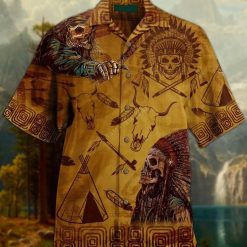 Native Skull War Short Sleeves Hawaiian Shirtproduct photo 1