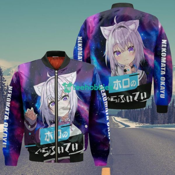 Nekomata Okayu All Over Printed 3D Shirt Holo Graffiti Custom Anime Fans Product Photo 4