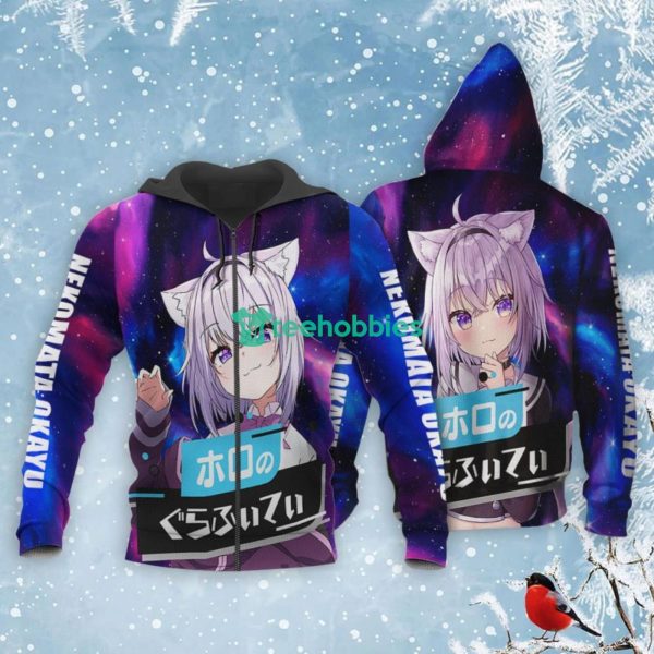 Nekomata Okayu All Over Printed 3D Shirt Holo Graffiti Custom Anime Fans Product Photo 1