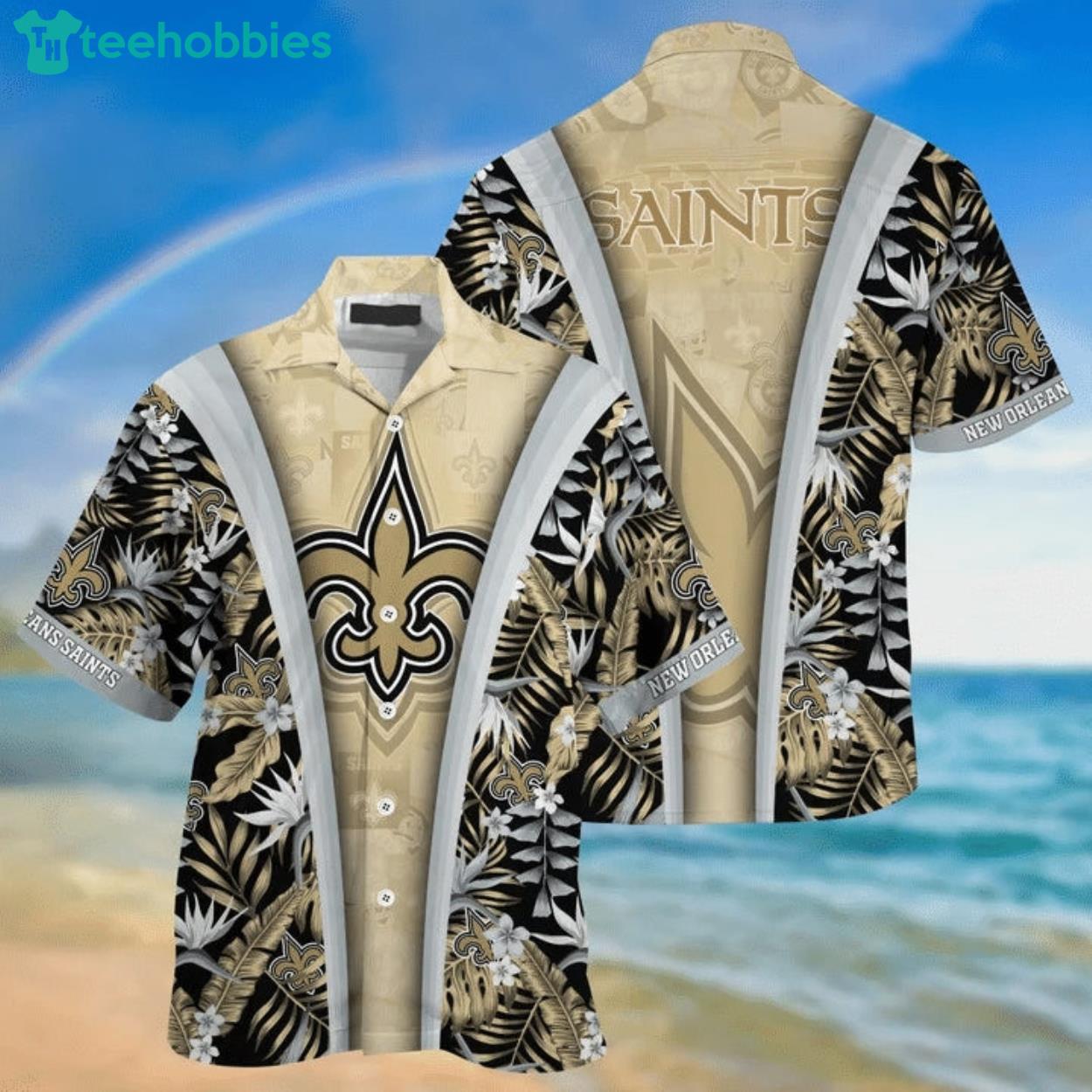 New Orleans Saints Tropical Flower Hawaiian Shirt Product Photo 1
