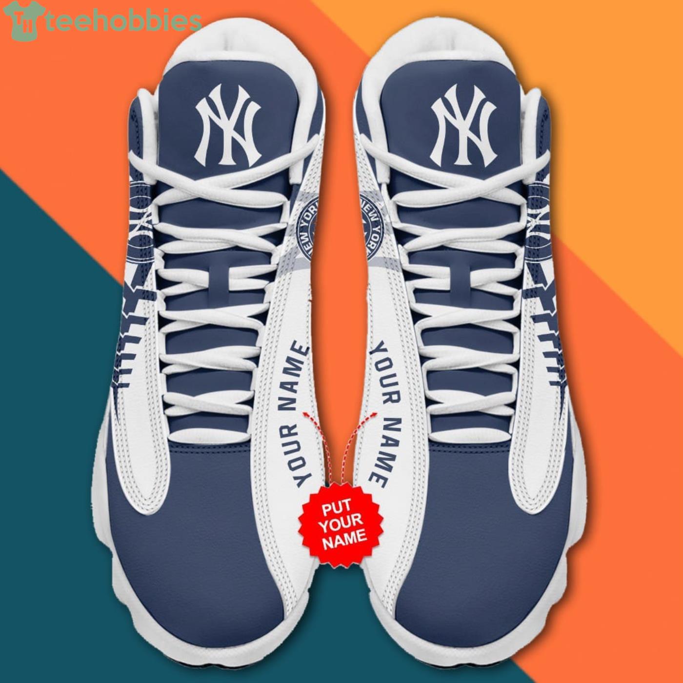 New York Yankees Custom Name Team Air Jordan 13 Shoes For Fans