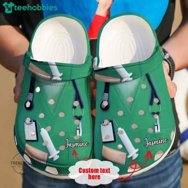 Nurse Custom Name Pride Gift For Nurse Green Clog Shoes Product Photo 1