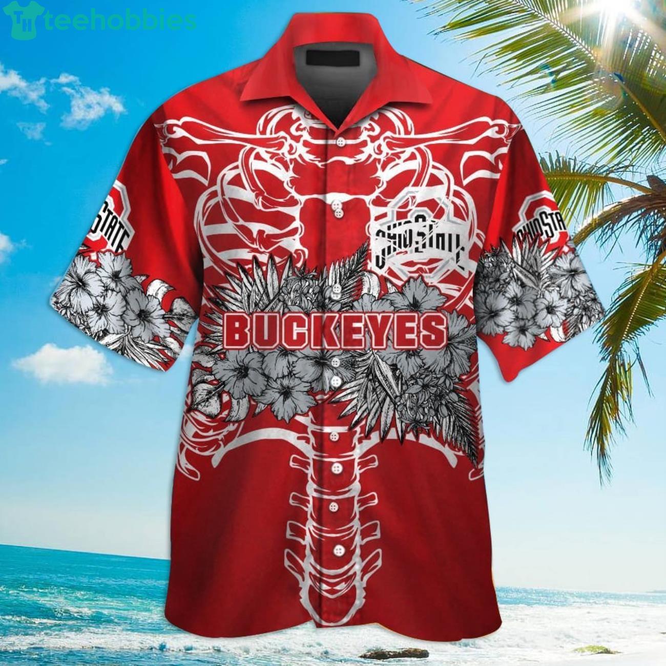 Ohio State Buckeyes Skull Hawaiian Shirt Product Photo 1
