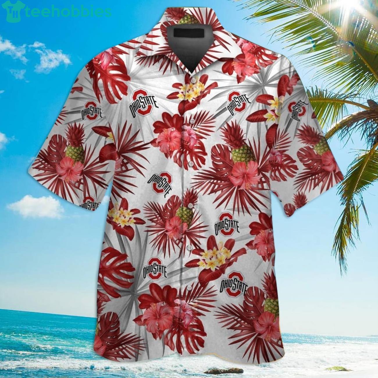 Ohio State Buckeyes Tropical Flower Hawaiian Shirt Product Photo 1