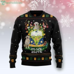 Peace Love Golden Retriever Drive Car Ugly Christmas Sweater Product Photo 1