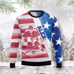 Personalized Name Hockey Ugly Christmas Holiday Sweater Product Photo 1
