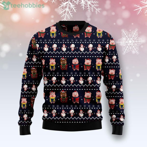 Pigs Cute All Over Print Ugly Christmas Sweater Product Photo 1