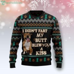 Pit Bull A Kiss Ugly Christmas Holiday Sweater Product Photo 1