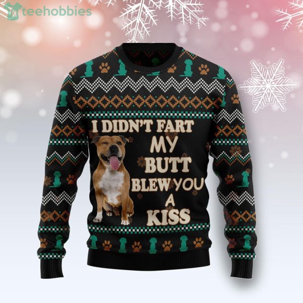 Pit Bull A Kiss Ugly Christmas Holiday Sweater Product Photo 1