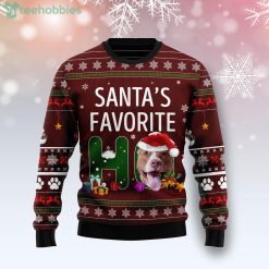 Pit Bull Santa‘s Favorite Ho Ugly Christmas Holiday Sweater Product Photo 1