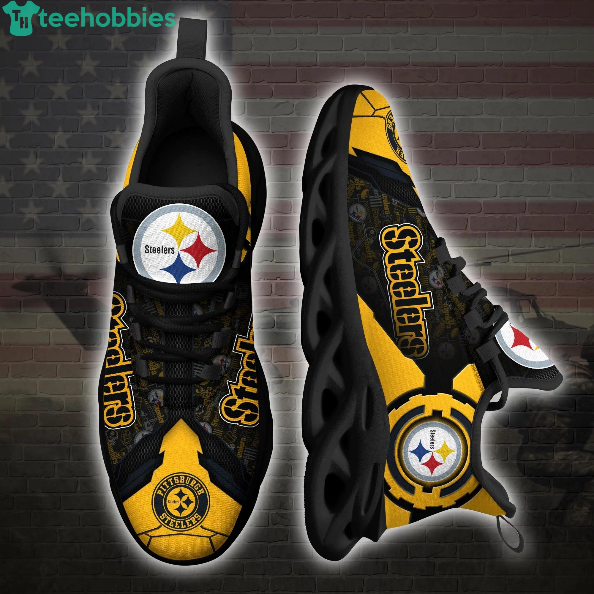 Pittsburgh Steelers Logo Running Sneaker Max Soul Shoes In Yellow