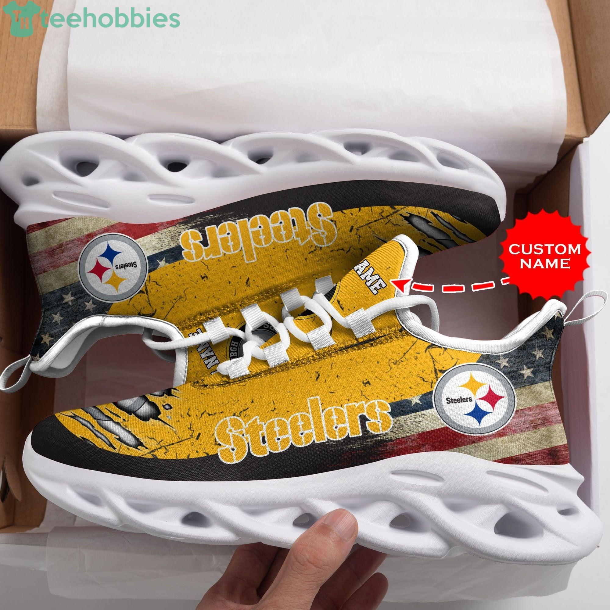 Pittsburgh Steelers Personalized Name American Flag Air Max Soul Sneaker Running Shoes Product Photo 1