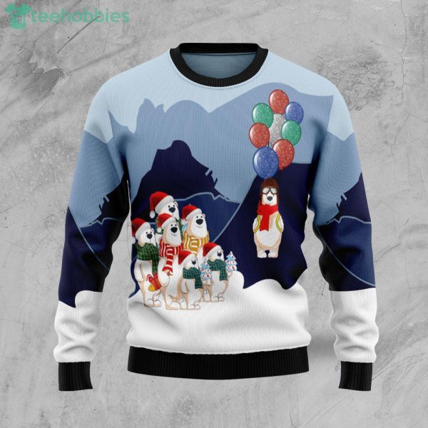 Polar Bear Balloon Cute Bear Family Ugly Christmas Sweater Product Photo 1