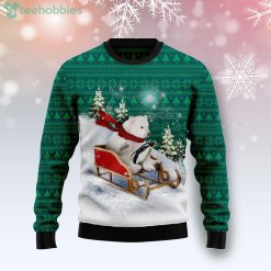 Polar Bear Sleigh Funny Bear Ugly Christmas Sweater Product Photo 1
