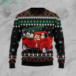 Pomeranian And Red Truck Dog Lover Ugly Christmas Sweater Product Photo 1