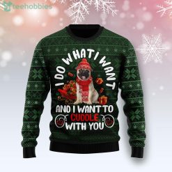Pug I Do What I Want Ugly Christmas Holiday Sweater Product Photo 1