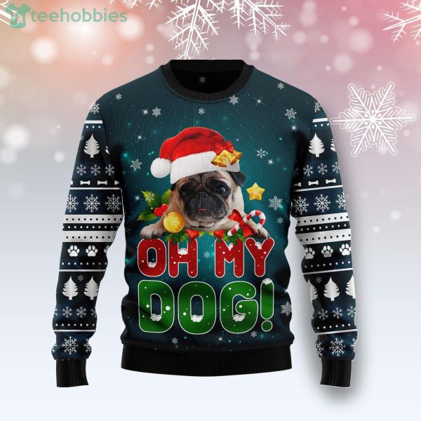 Pug Oh My Dog! Ugly Christmas Holiday Sweater Product Photo 1