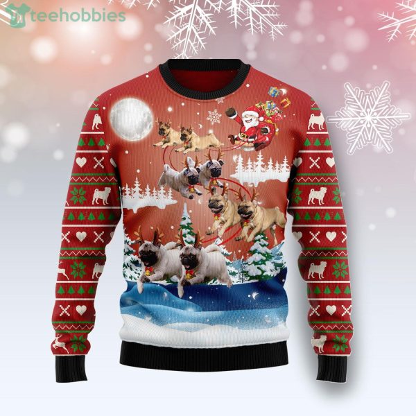 Pug Reindeer Funny Pug Ugly Christmas Sweater Product Photo 1