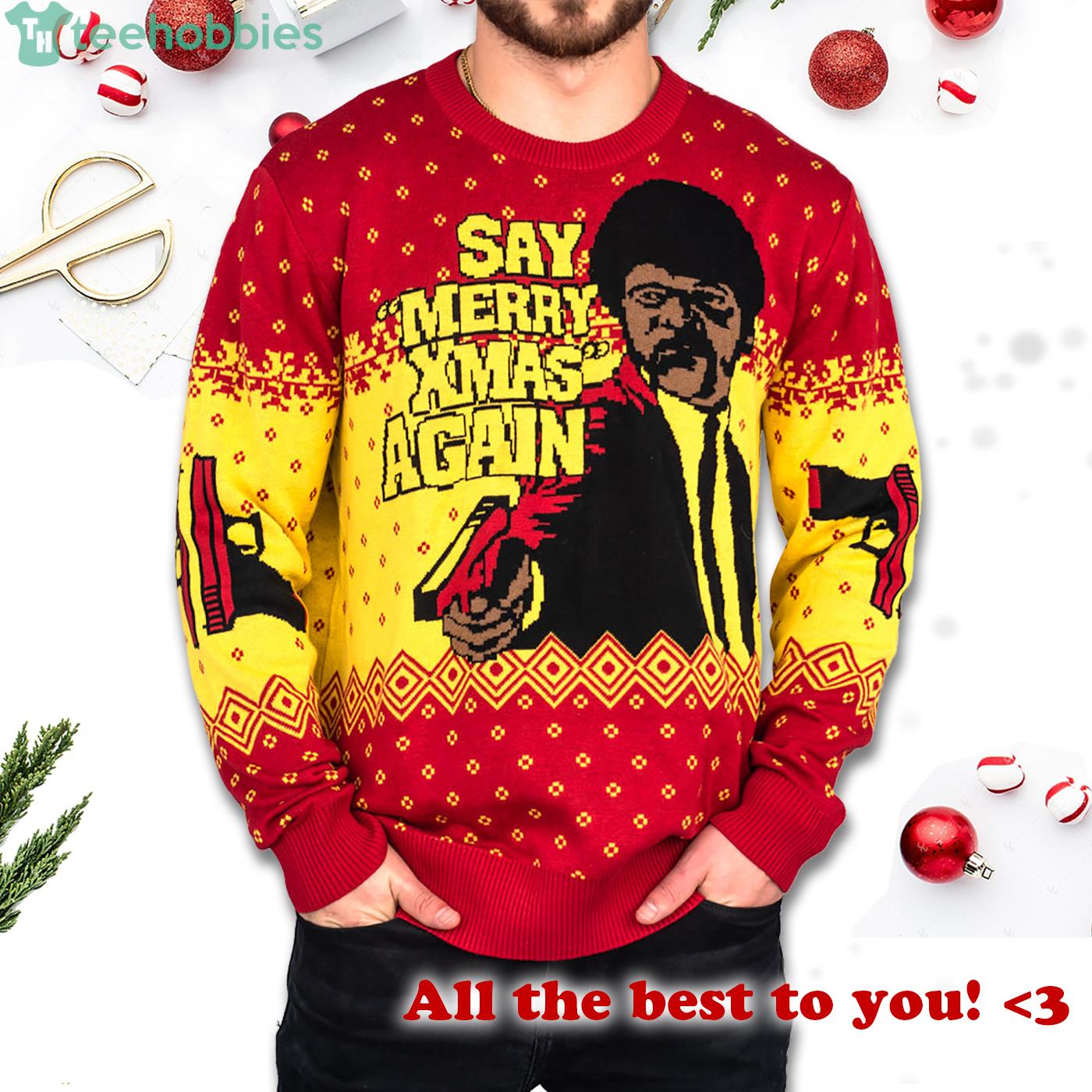 Pulp Fiction Merry Xmas Again Sweater Product Photo 2