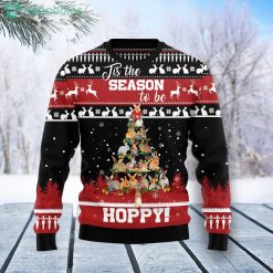 Rabbit Christmas Tree Tis The Season To be Hoppy Ugly Christmas Sweater Product Photo 1