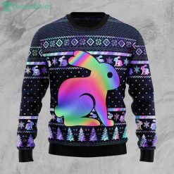 Rabbit Hologram Lover Colorful Ugly Christmas Sweater Product Photo 1
