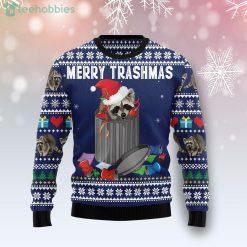 Raccoon Lover Merry Trashmas Ugly Christmas Holiday Sweater Product Photo 1