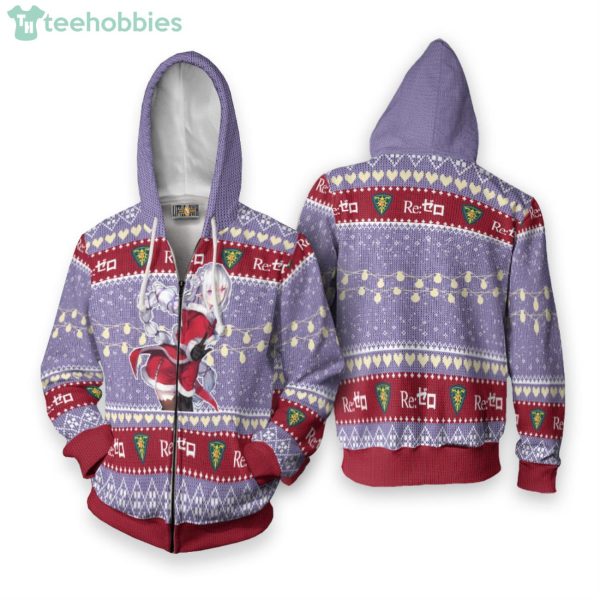 Re Zero Custom Emilia Anime Fans Ugly Christmas Sweater Hoodie Product Photo 2
