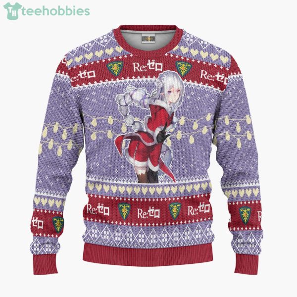 Re Zero Custom Emilia Anime Fans Ugly Christmas Sweater Hoodie Product Photo 1