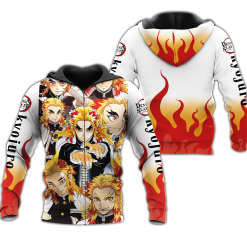 Rengoku Zip All Over Printed 3D Shirt Kimetsus Costume Anime Fans Fan Gift Idea Product Photo 1
