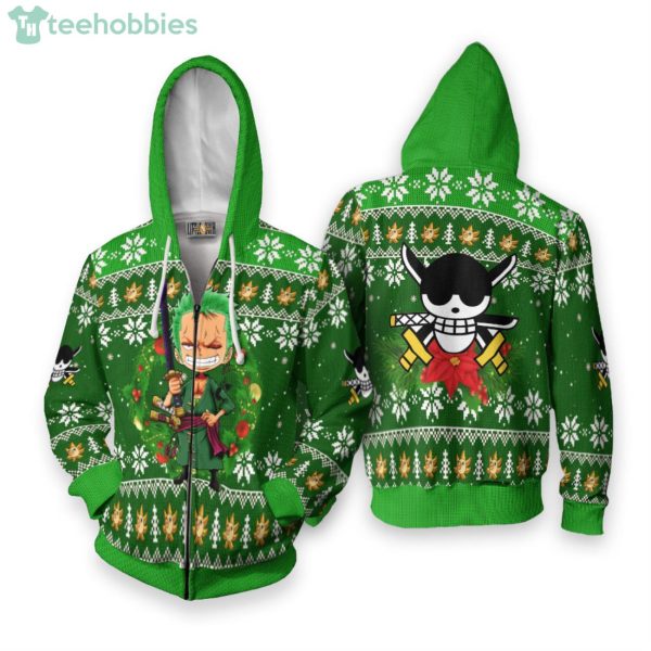 Roronoa Zoro Custom One Piece Anime Fans Ugly Christmas Sweater Hoodie Product Photo 2