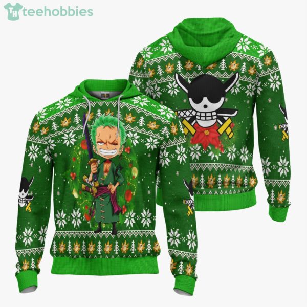 Roronoa Zoro Custom One Piece Anime Fans Ugly Christmas Sweater Hoodie Product Photo 3