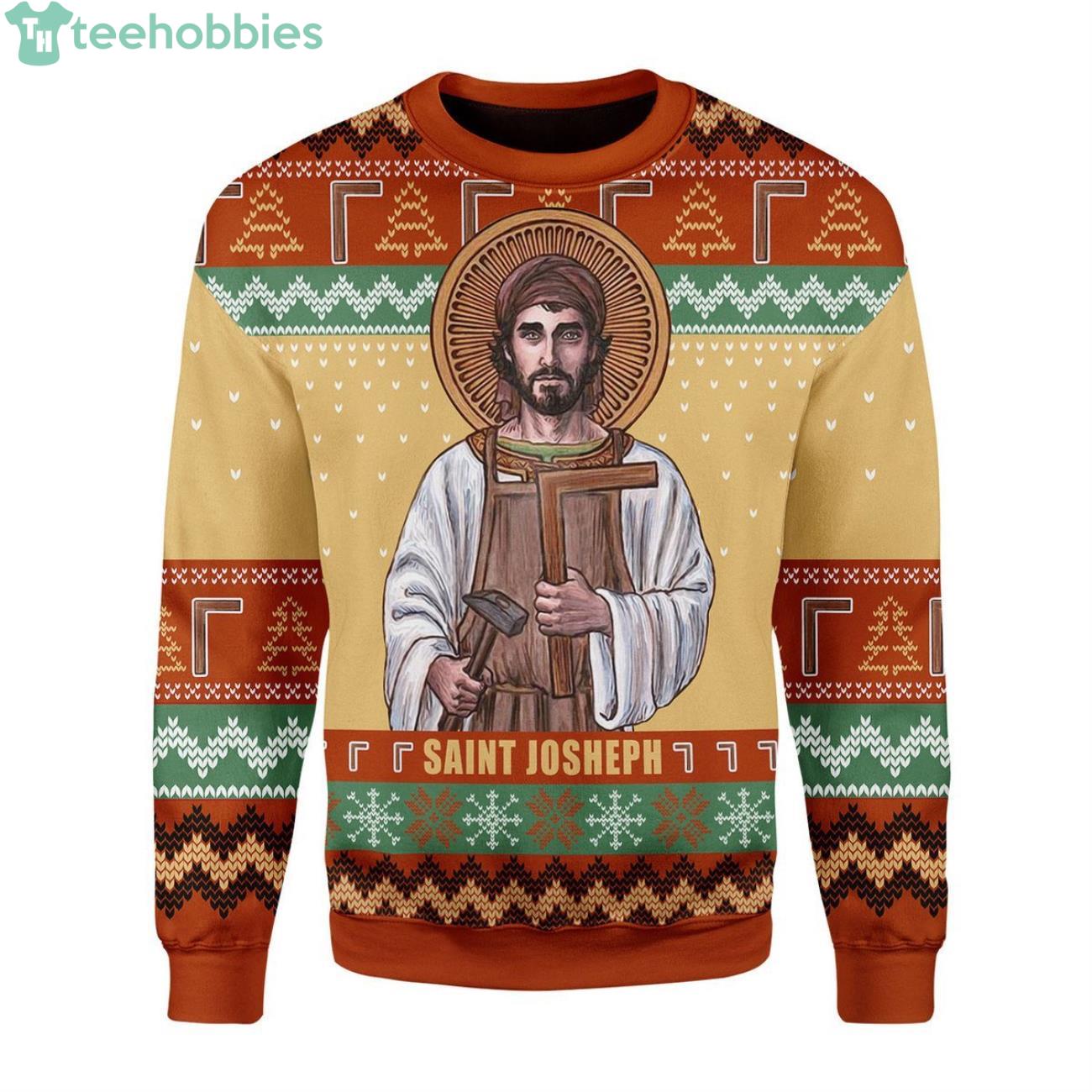 Saint Joseph The Worker Ugly Christmas Sweater Product Photo 1 Saint Joseph The Worker Ugly Christmas Sweater Product Photo 1