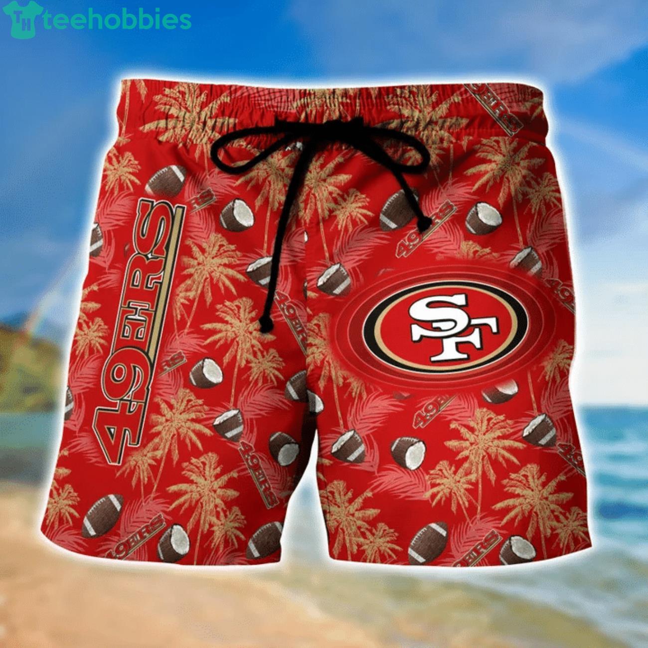 San Francisco 49ers All Over Print Balls Hawaiian Shorts Product Photo 1