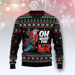 Santa And Motor Funny Ugly Christmas Sweater Product Photo 1