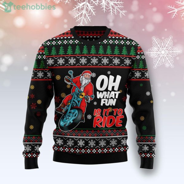 Santa And Motor Funny Ugly Christmas Sweater Product Photo 1