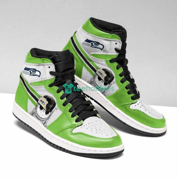 Seattle Seahawks Jack Skellington Team Air Jordan Hightop Shoes Product Photo 1