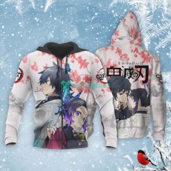 Shinobu and Giyuu All Over Printed 3D Shirt Custom Kimetsu Anime Fans Valentine's Gifts Product Photo 1