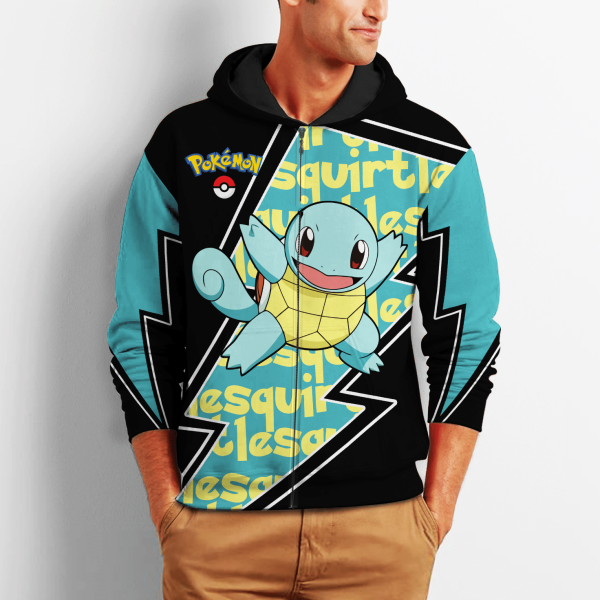 Squirtle Zip All Over Printed 3D Shirt Custom Pokemon Anime Fans Product Photo 2