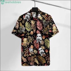 Star Wars Characters And Tropical Leaves Black Hawaiian Shirtproduct photo 1