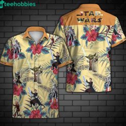 Star Wars Characters And Tropical Pattern Yellow Hawaiian Shirtproduct photo 1