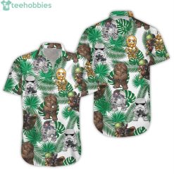 Star Wars Characters Chibi And Leaves Hawaiian Shirtproduct photo 1