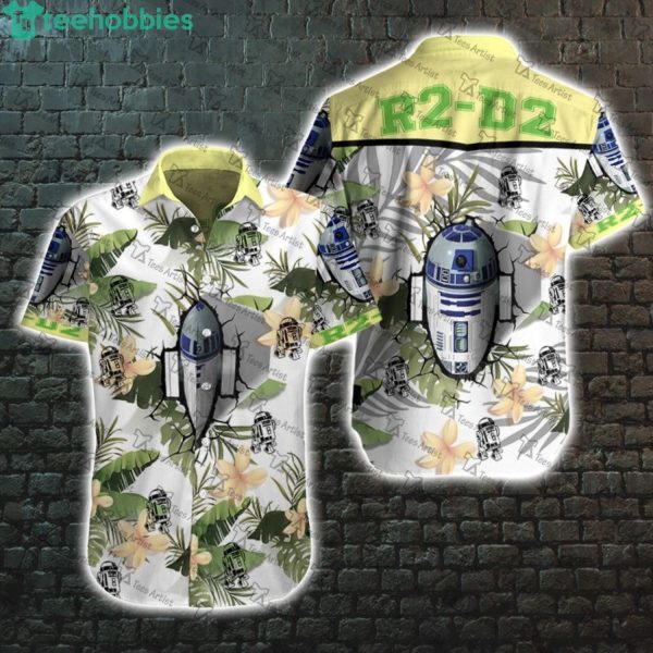 Star Wars R2-D2 And Tropical Flowers And Leaves Hawaiian Shirtproduct photo 1
