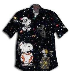Star Wars Snoopy Black Short Sleeves Hawaiian Shirtproduct photo 1